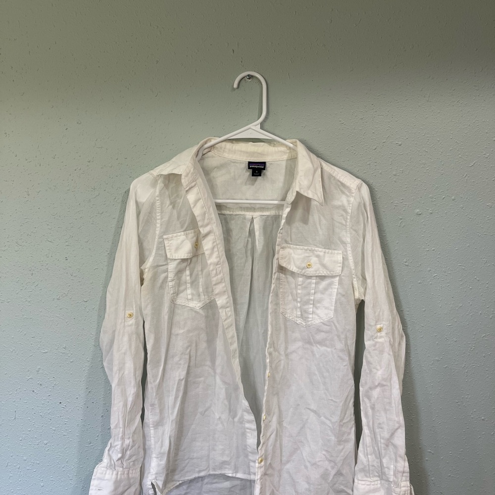 Women's White Linen Button-Up Jacket